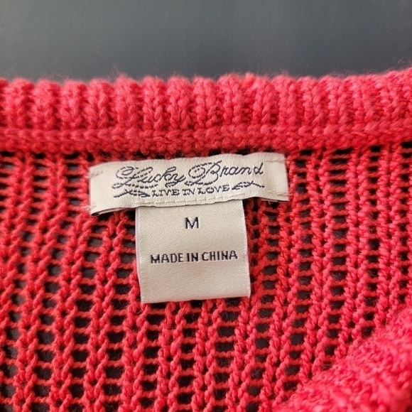 Lucky Brand Millbrae Open Loose Knit Crochet Burnt Orange Sweater Size Medium - Picture 10 of 10